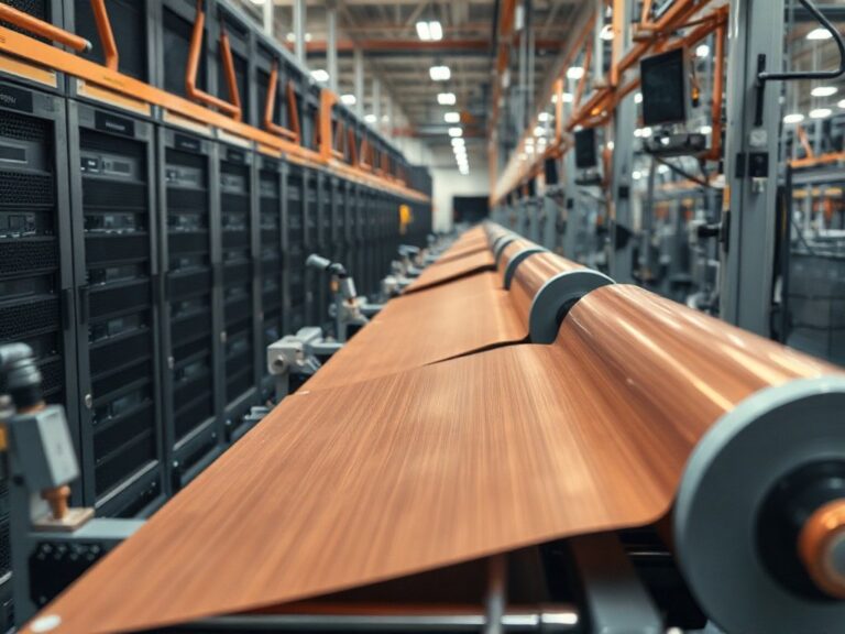 Dây chuyền điện tử tiên tiến tại Thái Lan cho hạ tầng AI với vật liệu CCL, PCB và thiết bị kiểm tra tự động, ảnh báo chí chân thực, không chữ đọc được và không khuôn mặt